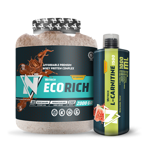 Nutrich Ecorich Whey Protein Complex 2000 Gr + Nutrich L-Carnitine 1500 mg 1000 ml