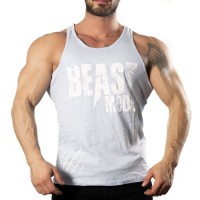 Beast Mode Tank Top Atlet Gri Beyaz