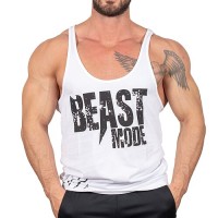 Beast Mode İnce Askı Tank Top Atlet Beyaz