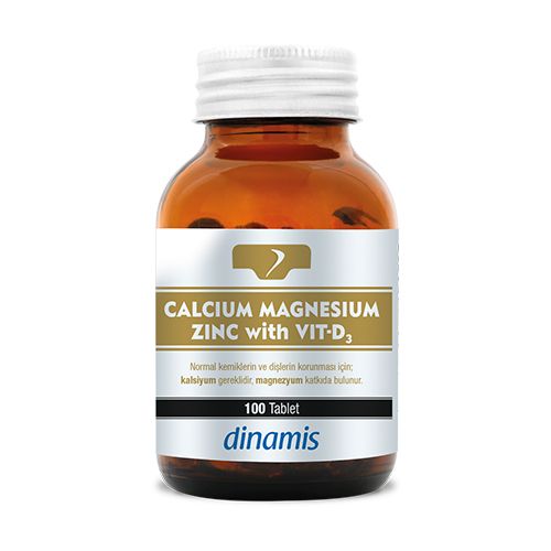 Dinamis Kalsiyum Magnezyum Çinko ve Vitamin D3 100 Tablet Dinamis Kalsiyum Magnezyum Çinko ve Vitamin D3 100 Tablet